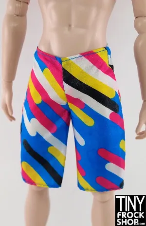 12" Male Fashion Doll Nylon Modern Linear Swim Trunks