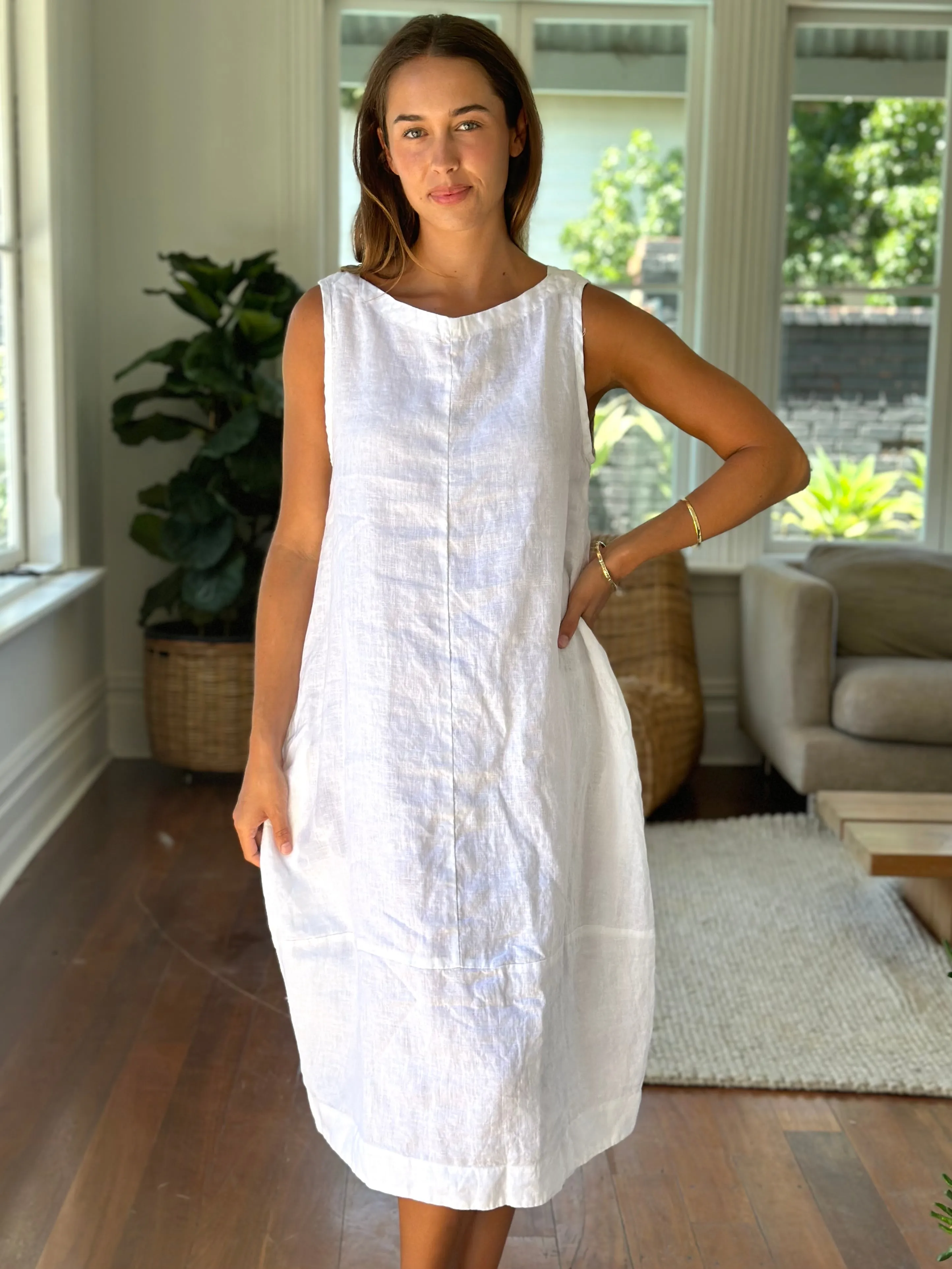 adele dress -white linen