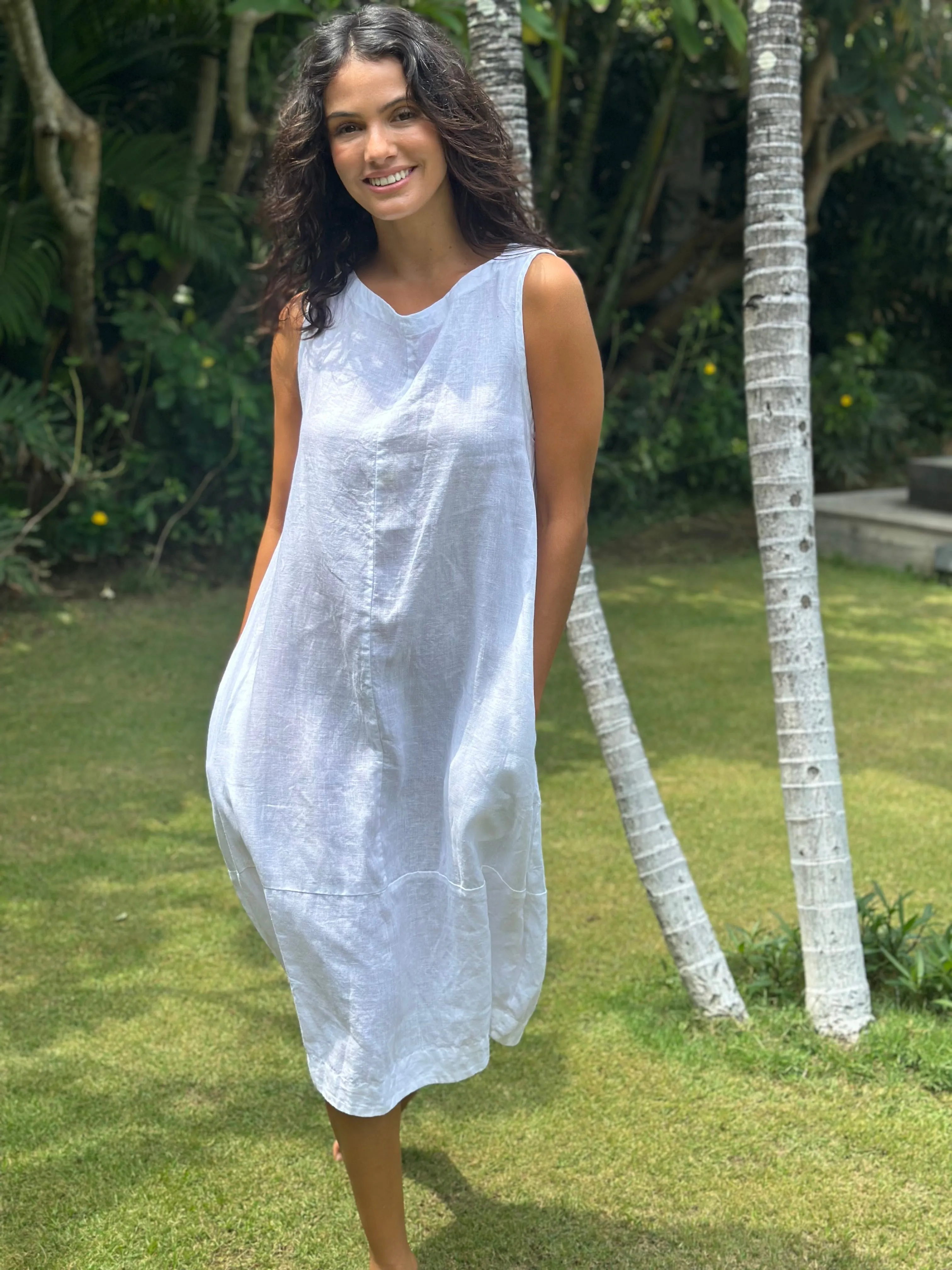 adele dress -white linen