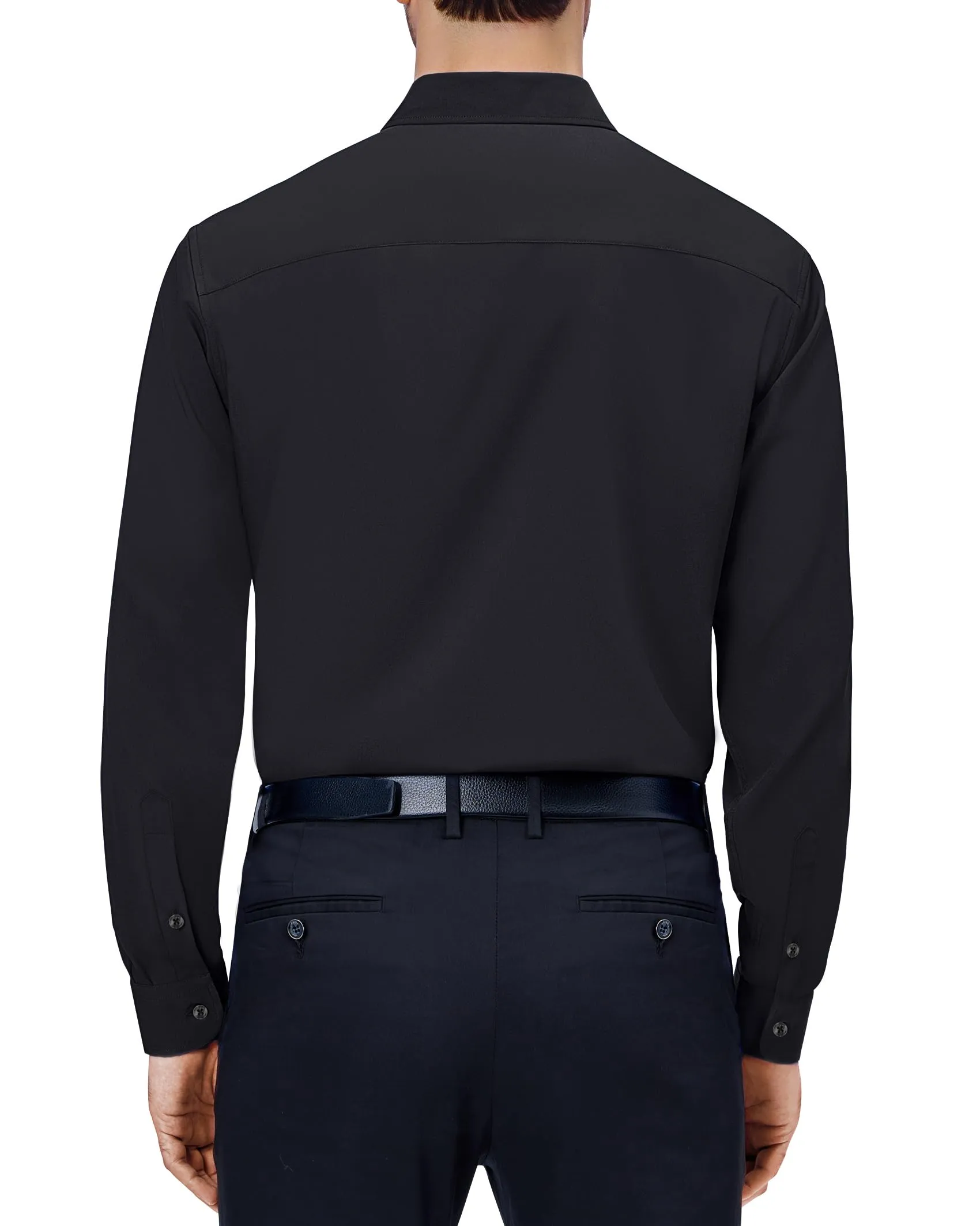 Alimens & Gentle Men's Dress Shirts Long Sleeve Wrinkle Free Dress Shirts for Men Stretch Business Casual Button Down Shirts, Black, X-Large