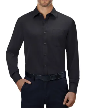 Alimens & Gentle Men's Dress Shirts Long Sleeve Wrinkle Free Dress Shirts for Men Stretch Business Casual Button Down Shirts, Black, X-Large