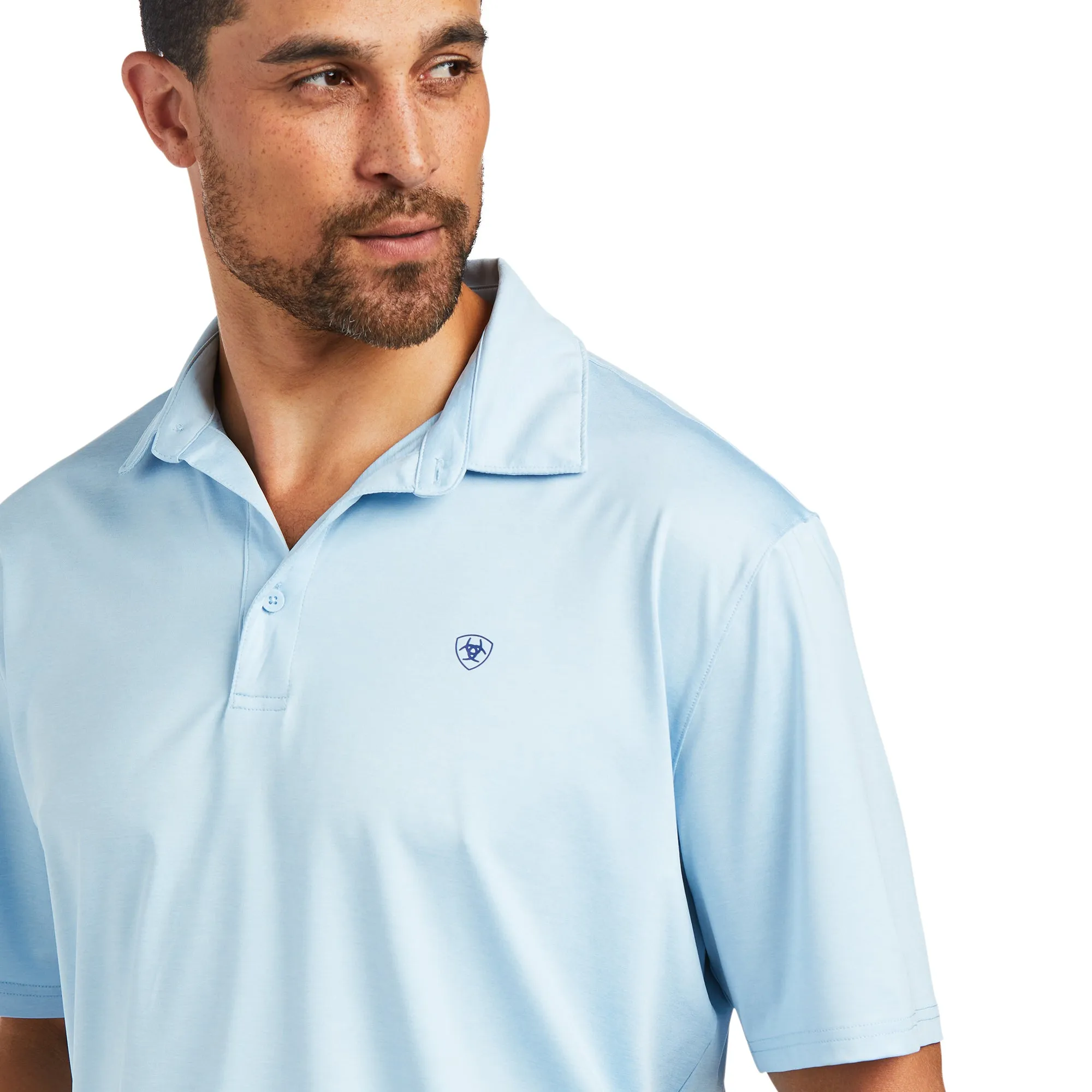 Ariat® Men's Charger 2.0 Short Sleeve Powder Blue Polo Shirt 10039413