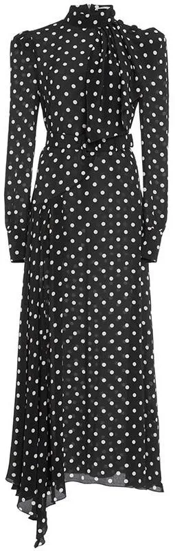 Asymmetrical Polka Dot Midi Dress