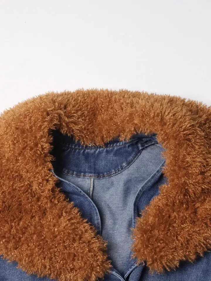 Athena Denim Fur Trench Coat