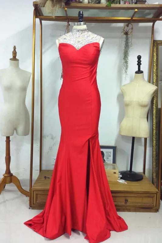 Backless Red with Crystals Sparkling Pageant Dresses Prom Dress