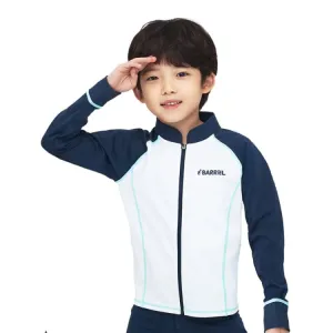 Barrel Kids Essential Zip Up Rash Guard-WHITE