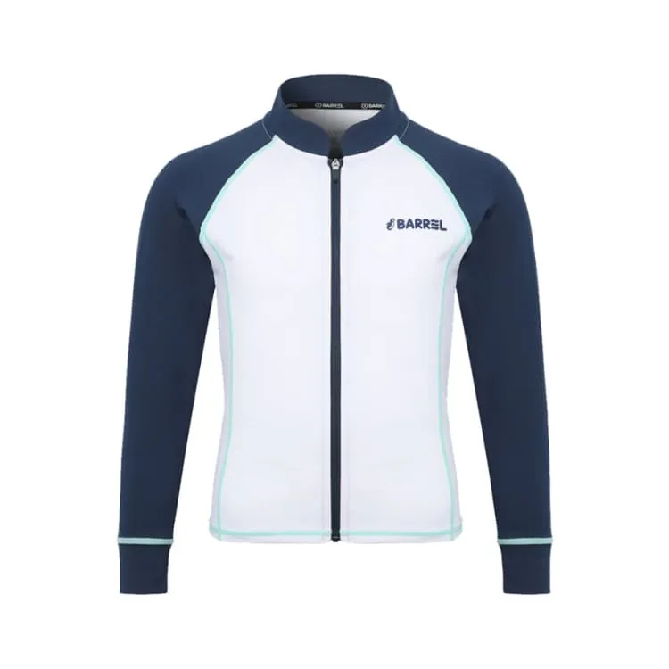 Barrel Kids Essential Zip Up Rash Guard-WHITE