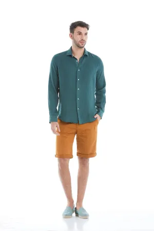 basic linen shirt dark green