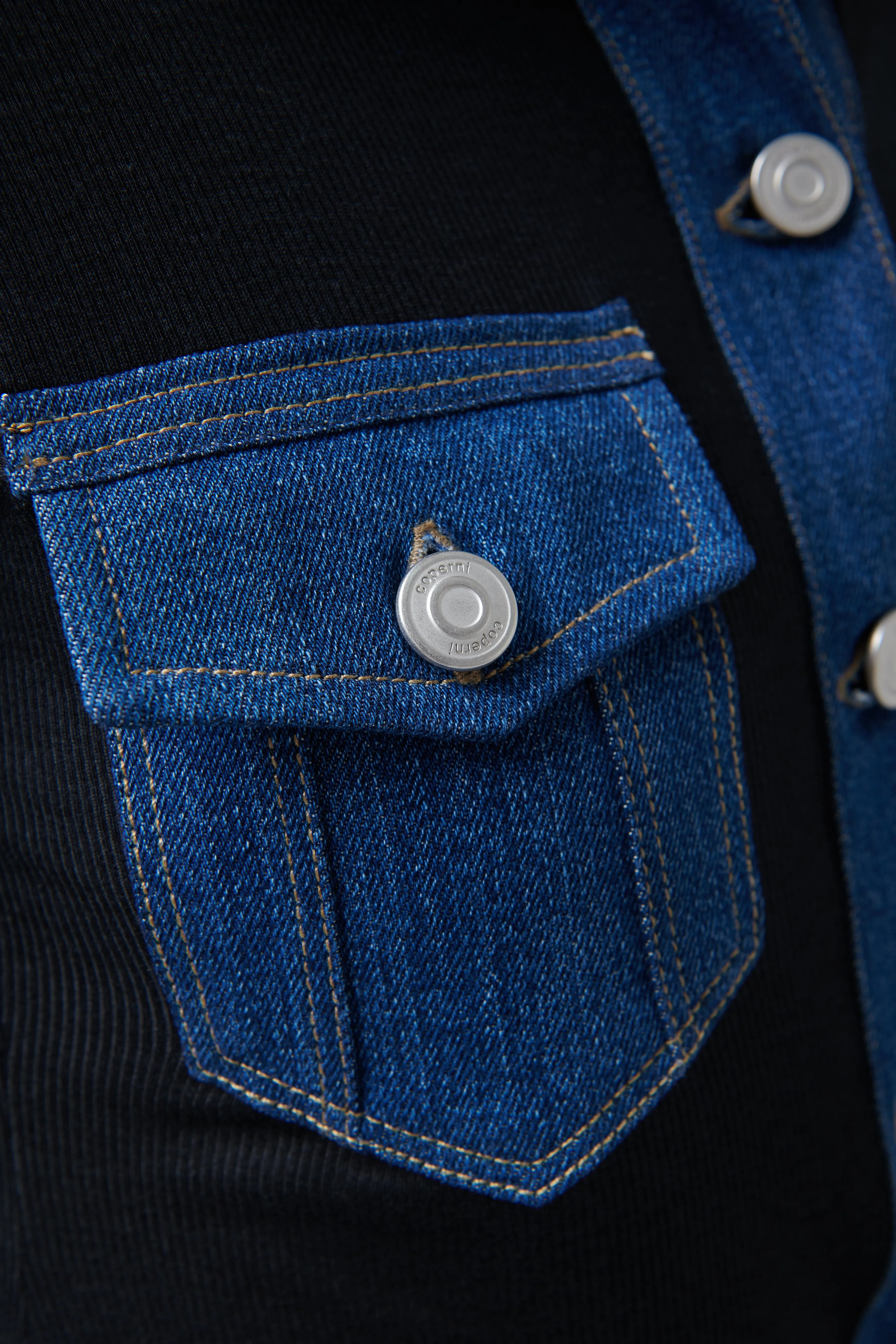 Black Second Skin Rib Denim Top