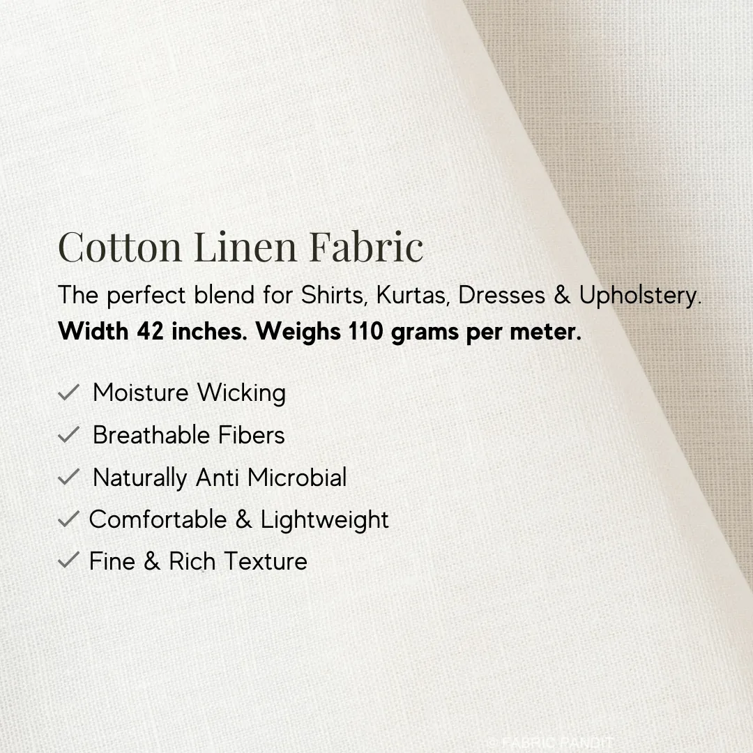 Blanched Almond Pure Cotton Linen Fabric (Width 42 Inches)