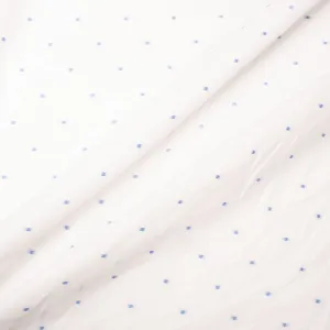Blue Spotted White Superfine Pure Linen Shirting