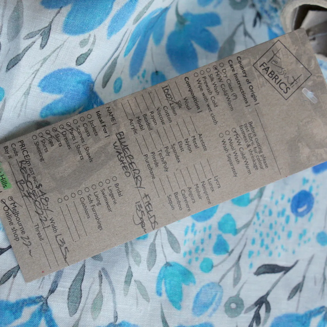 Blueberry Fields Washed Printed Linen