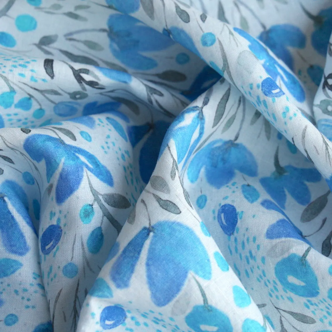 Blueberry Fields Washed Printed Linen