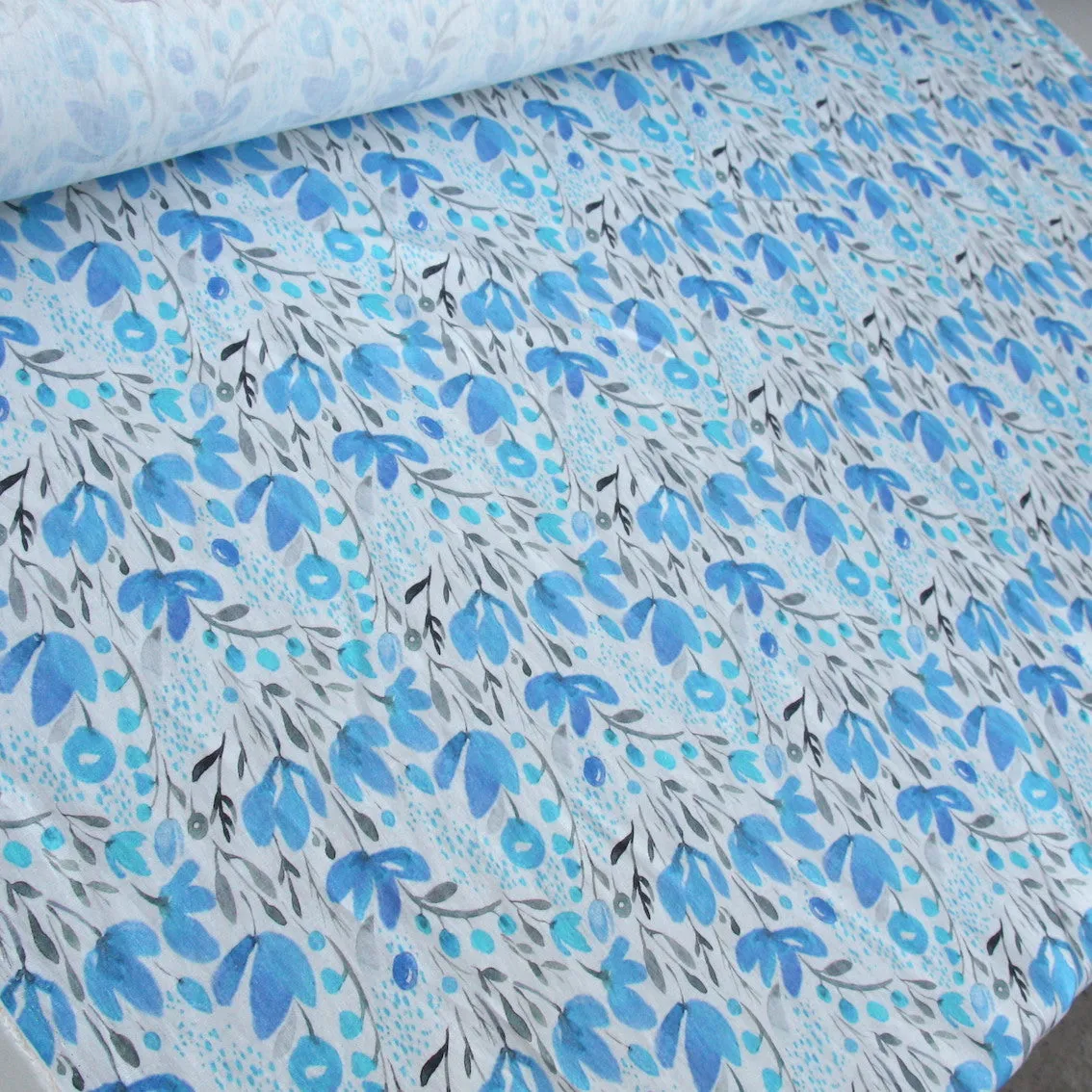 Blueberry Fields Washed Printed Linen