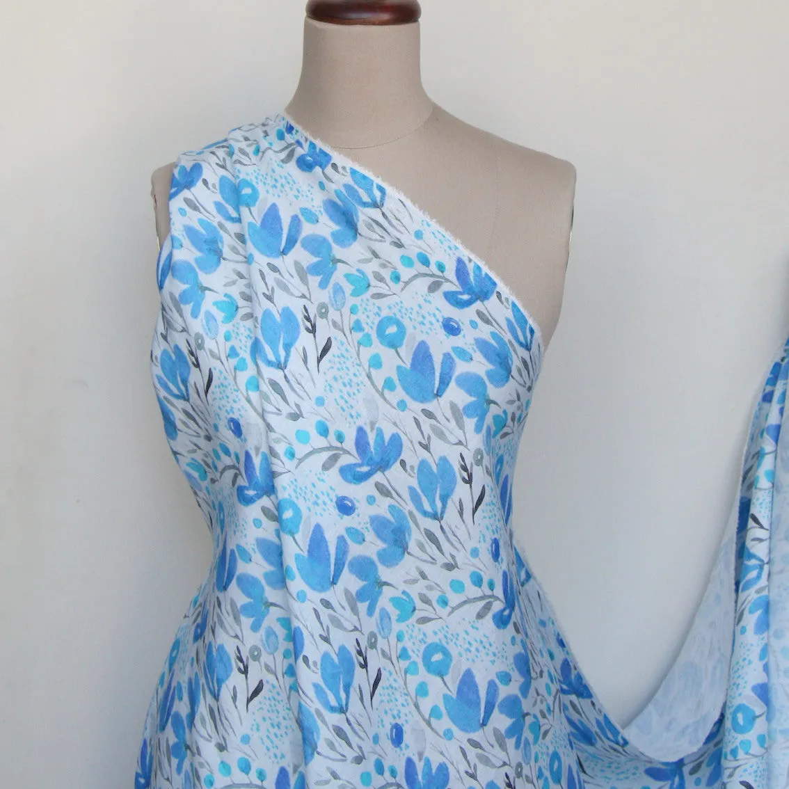 Blueberry Fields Washed Printed Linen