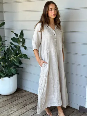 bridget dress -  almond linen