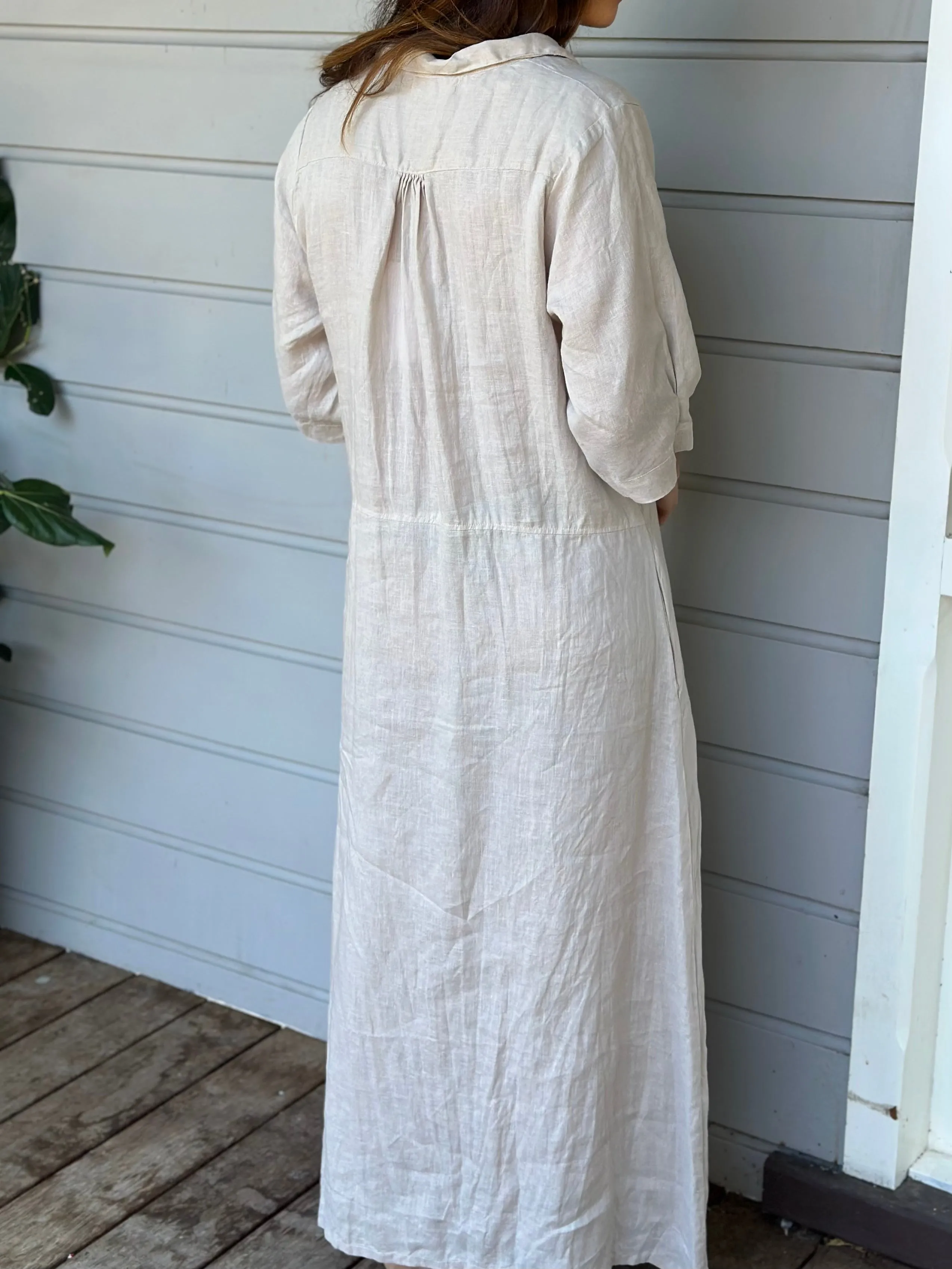 bridget dress -  almond linen