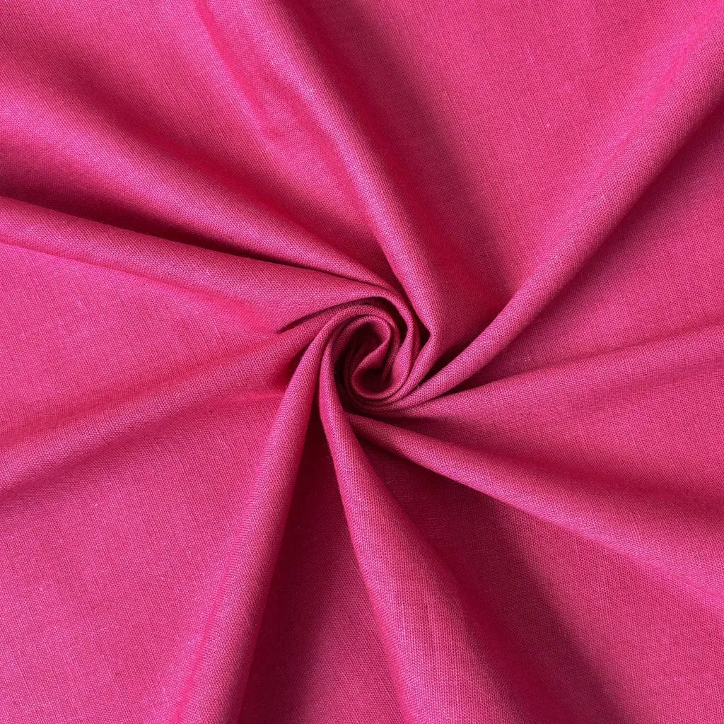 Bright Pink Color Pure Cotton Linen Fabric (Width 42 Inches)