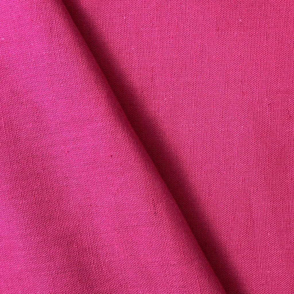Bright Pink Color Pure Cotton Linen Fabric (Width 42 Inches)
