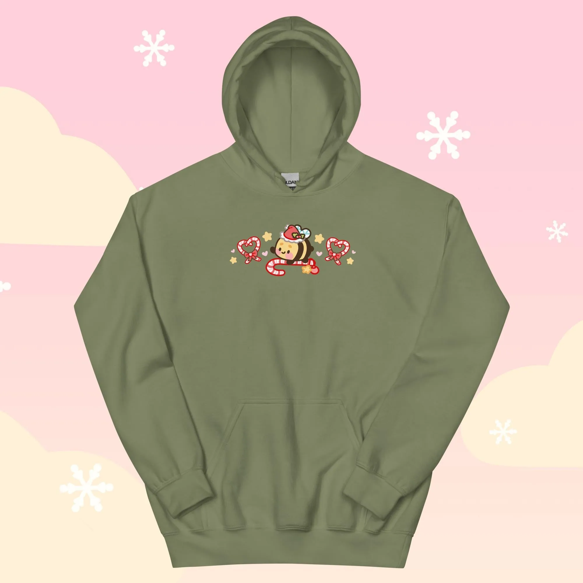 Candy Cane Lane Christmas Hoodie | Bumble Bee Kawaii Holiday Apparel | Festive Winter Clothing