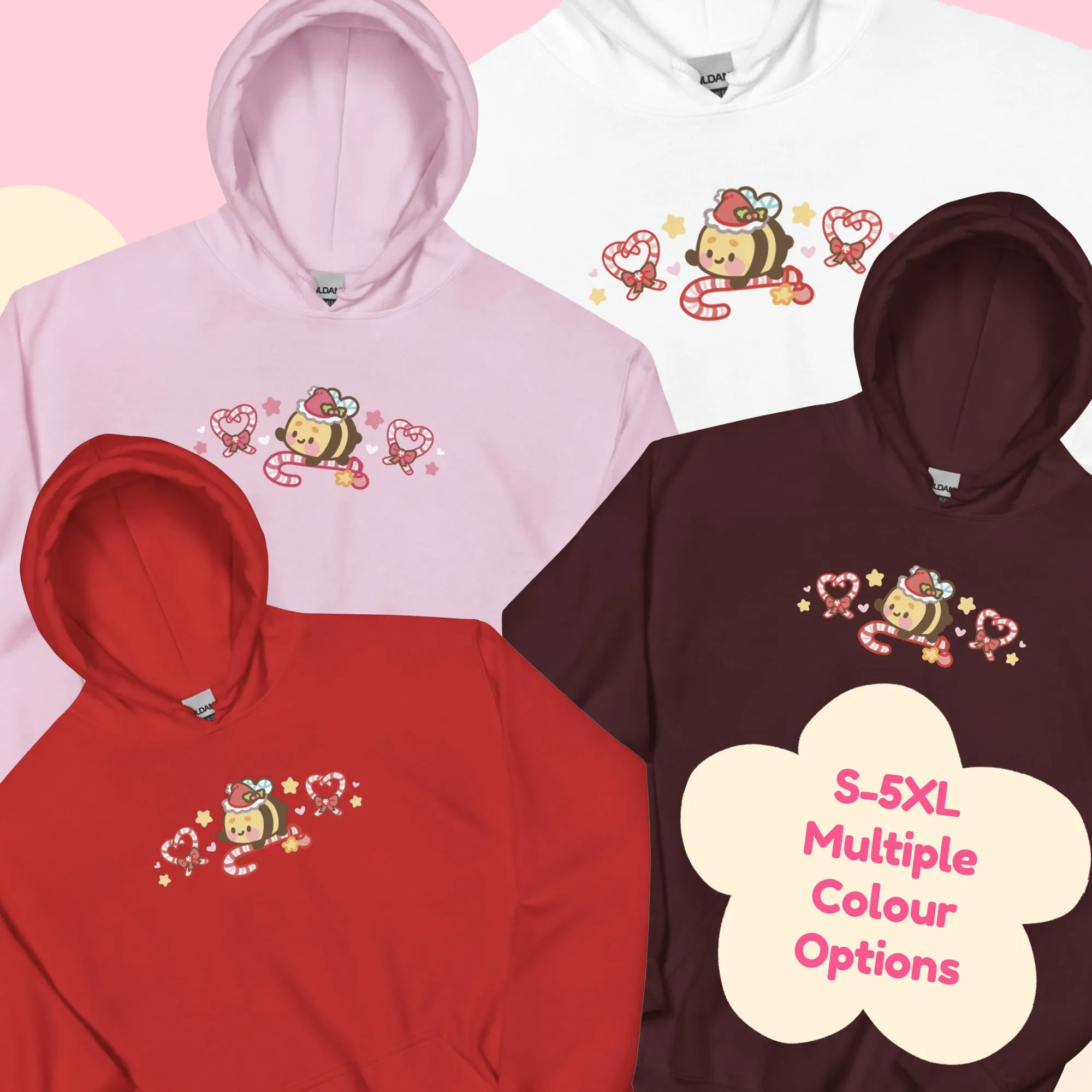 Candy Cane Lane Christmas Hoodie | Bumble Bee Kawaii Holiday Apparel | Festive Winter Clothing