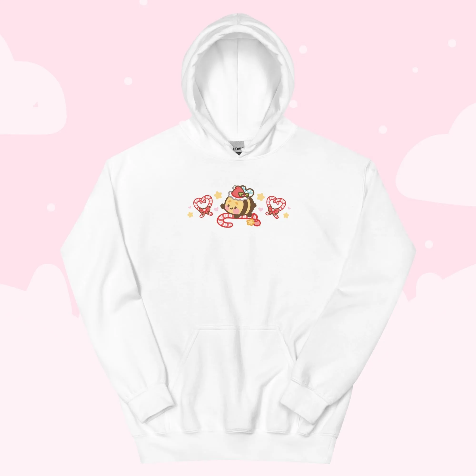 Candy Cane Lane Christmas Hoodie | Bumble Bee Kawaii Holiday Apparel | Festive Winter Clothing
