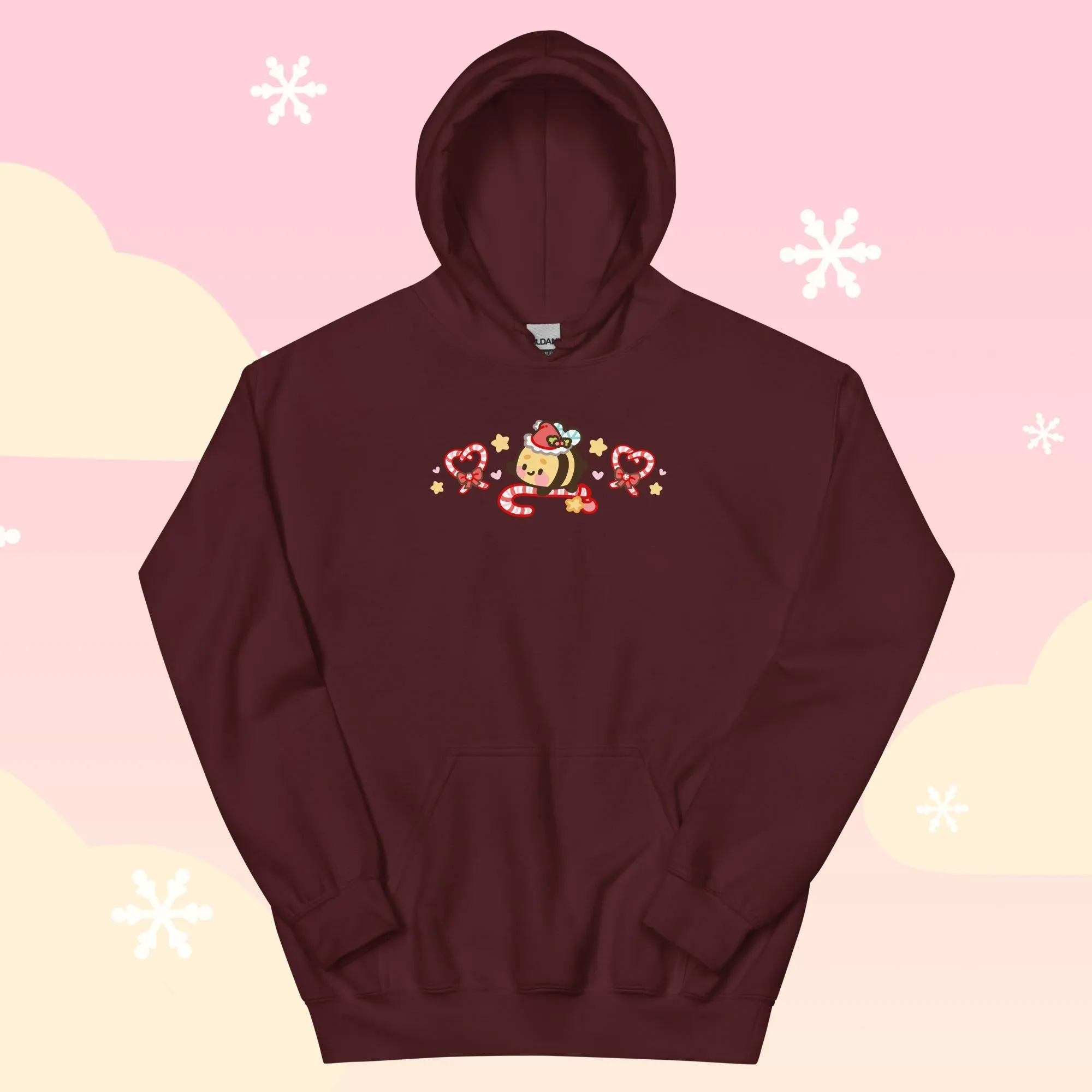 Candy Cane Lane Christmas Hoodie | Bumble Bee Kawaii Holiday Apparel | Festive Winter Clothing