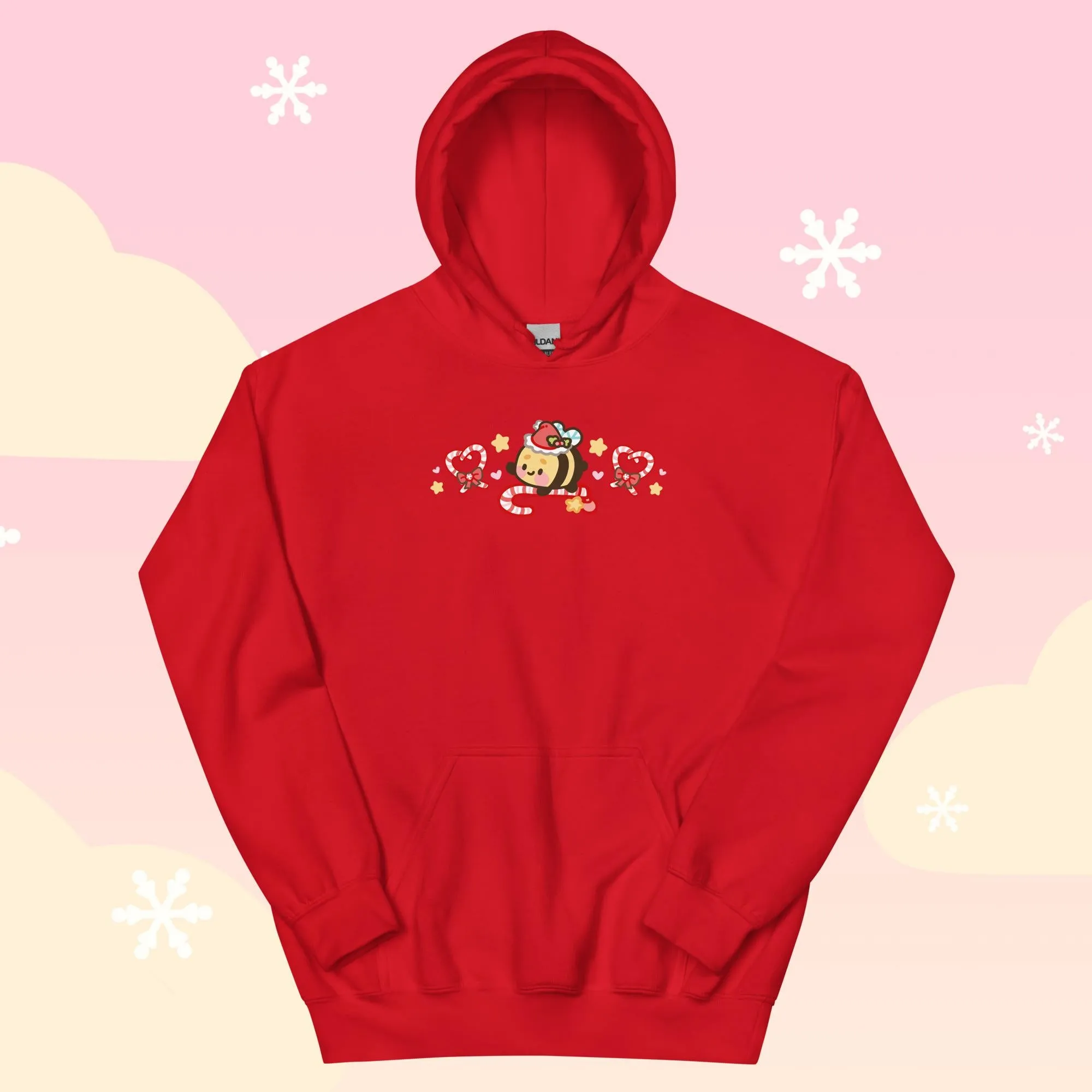 Candy Cane Lane Christmas Hoodie | Bumble Bee Kawaii Holiday Apparel | Festive Winter Clothing
