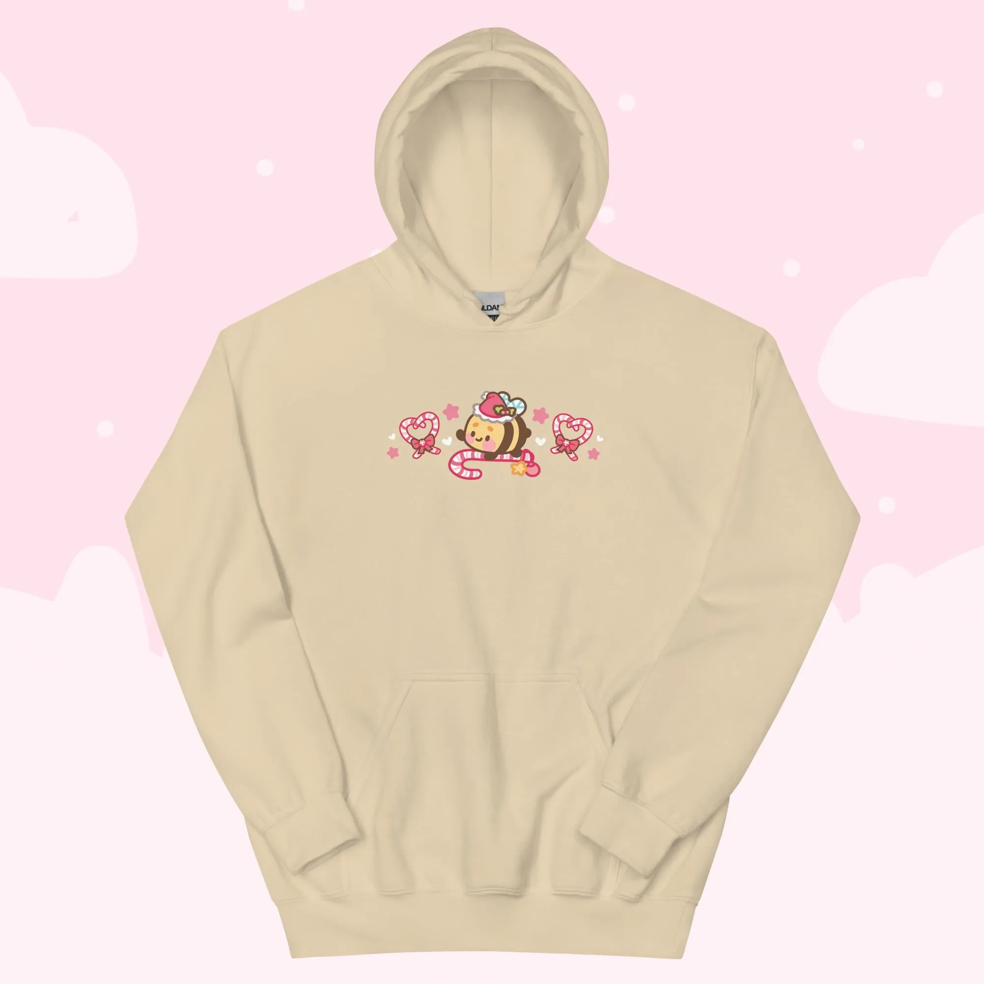 Candy Cane Lane Christmas Hoodie | Bumble Bee Kawaii Holiday Apparel | Festive Winter Clothing