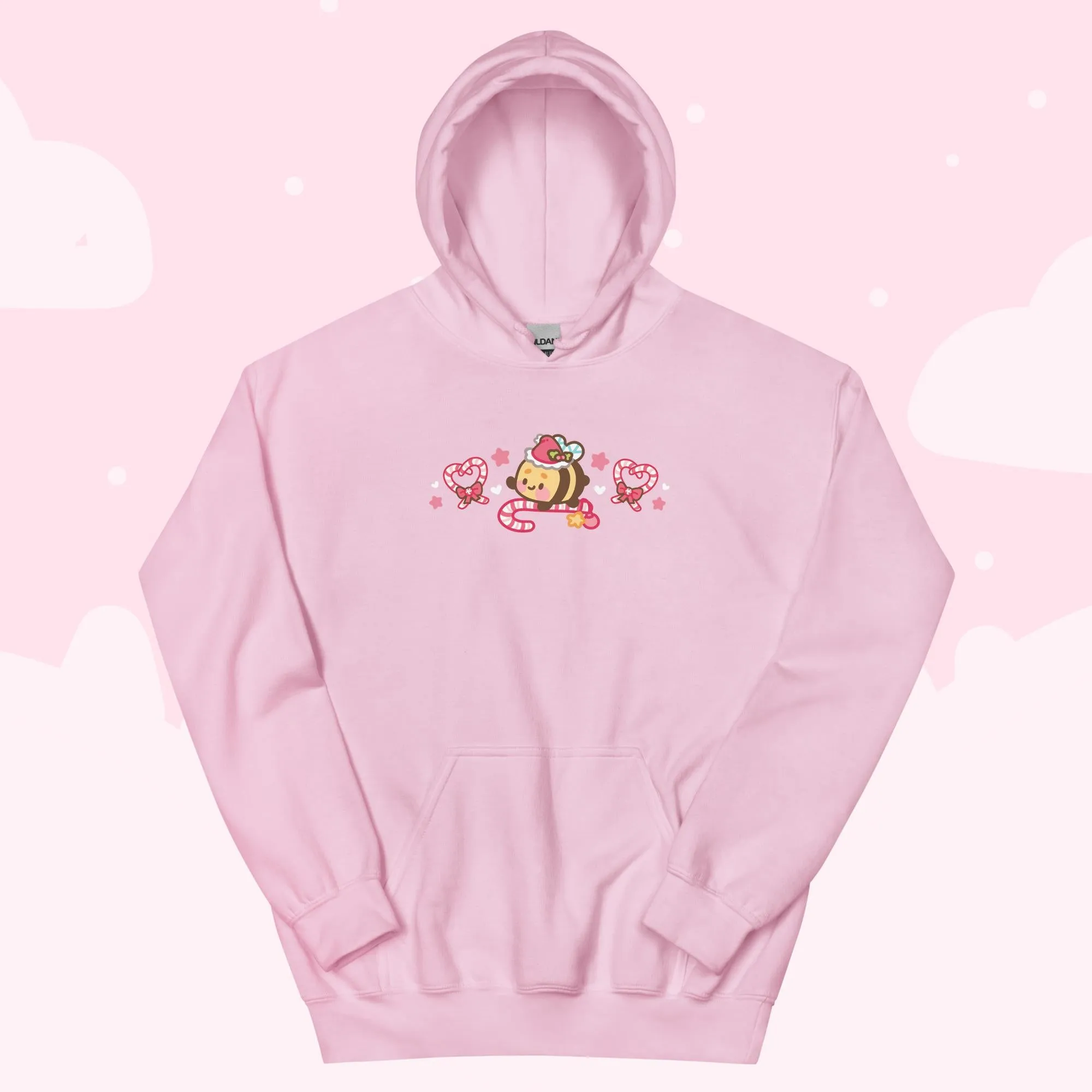 Candy Cane Lane Christmas Hoodie | Bumble Bee Kawaii Holiday Apparel | Festive Winter Clothing