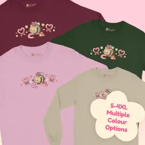 Candy Cane Lane Christmas Long Sleeve Shirt | Bumble Bee Kawaii Holiday Apparel | Festive Winter Clothing