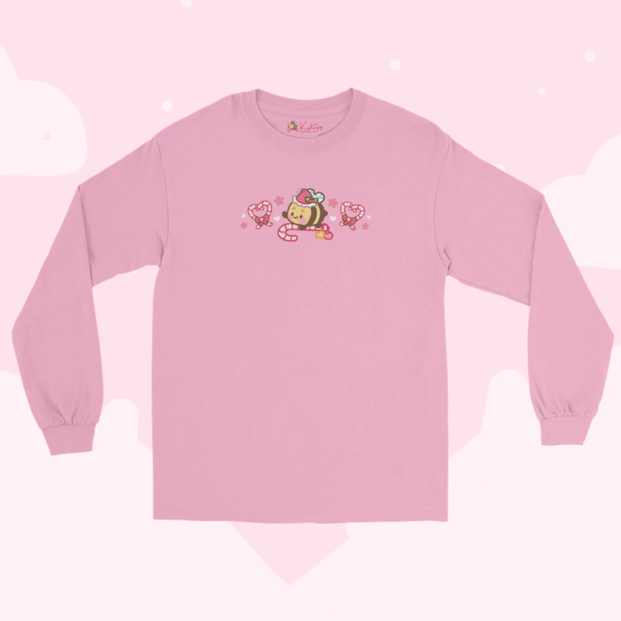 Candy Cane Lane Christmas Long Sleeve Shirt | Bumble Bee Kawaii Holiday Apparel | Festive Winter Clothing