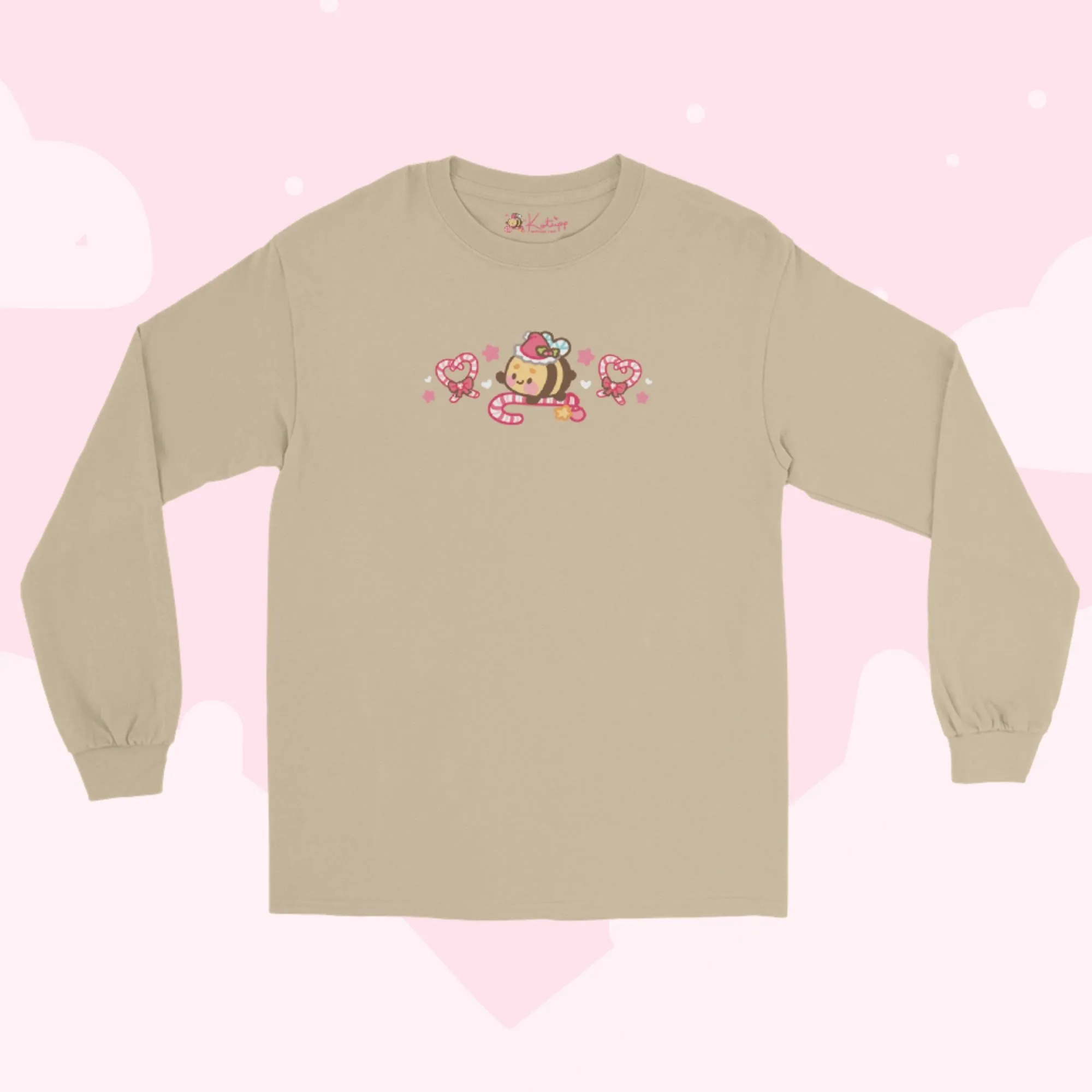 Candy Cane Lane Christmas Long Sleeve Shirt | Bumble Bee Kawaii Holiday Apparel | Festive Winter Clothing
