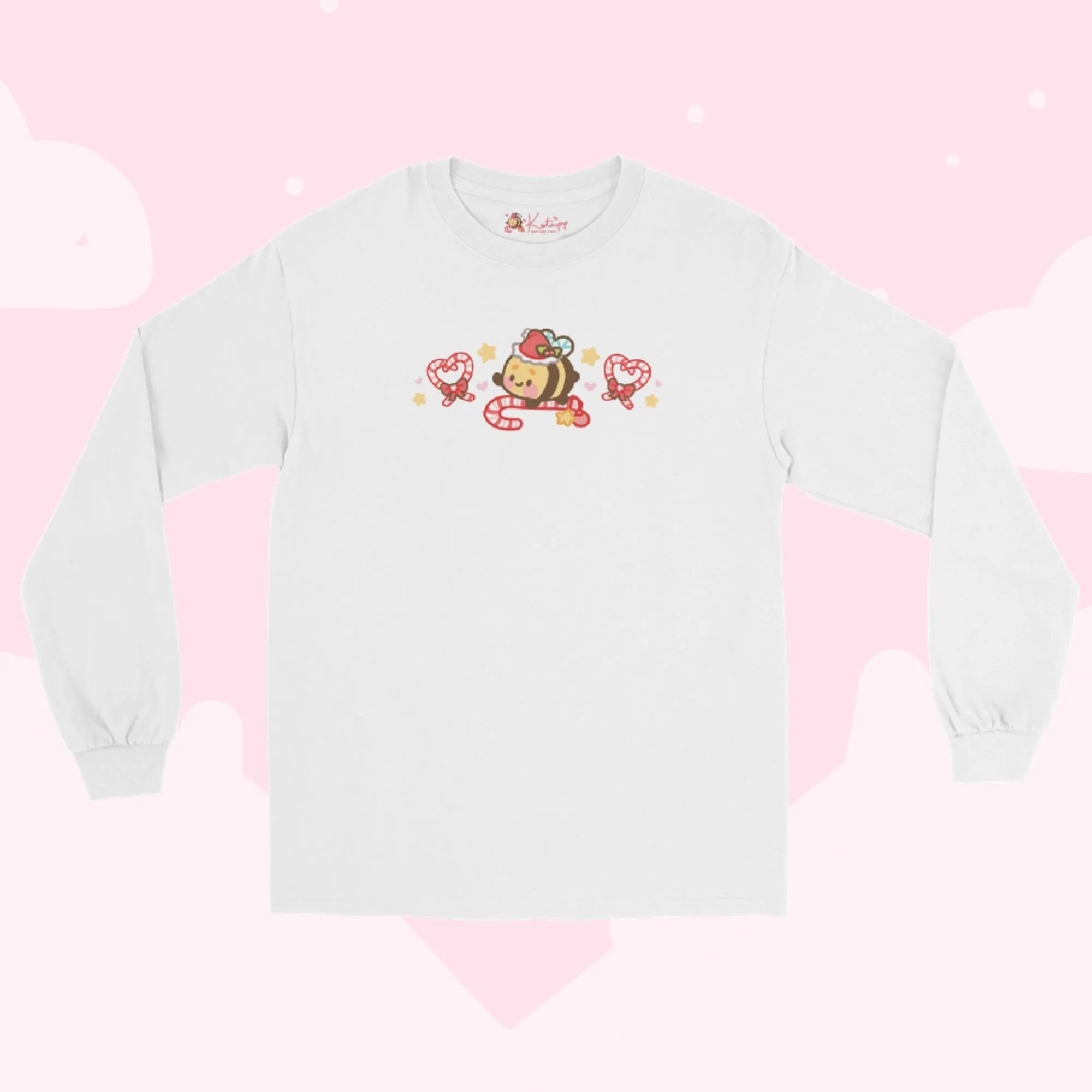 Candy Cane Lane Christmas Long Sleeve Shirt | Bumble Bee Kawaii Holiday Apparel | Festive Winter Clothing