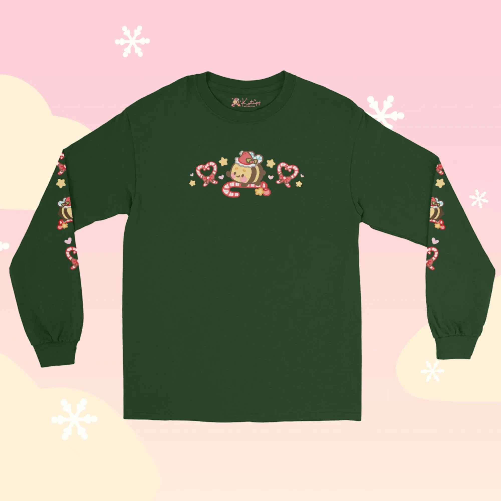 Candy Cane Lane Christmas Long Sleeve Shirt | Bumblebutt the Bumble Bee Holiday Apparel | Festive Winter Clothing