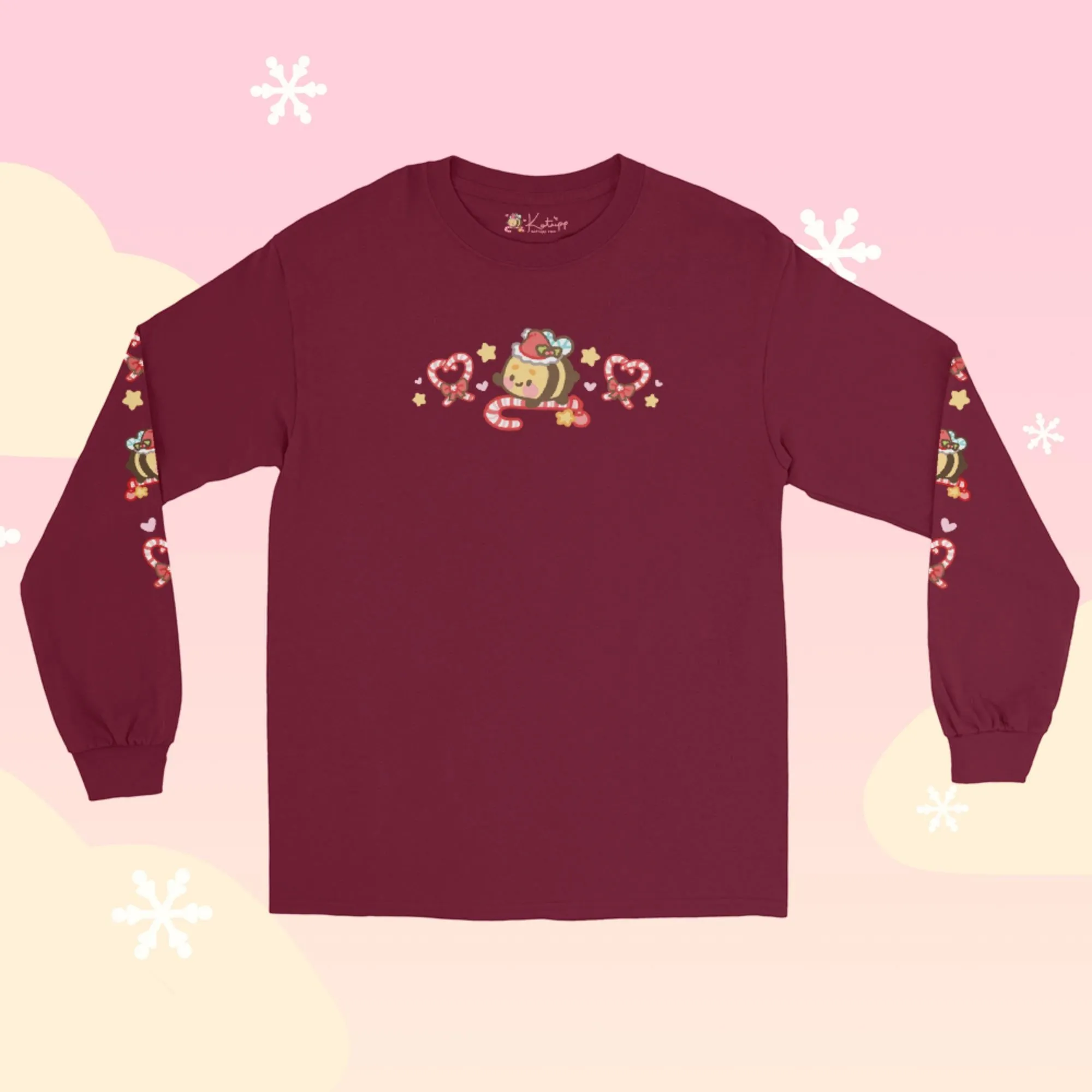 Candy Cane Lane Christmas Long Sleeve Shirt | Bumblebutt the Bumble Bee Holiday Apparel | Festive Winter Clothing