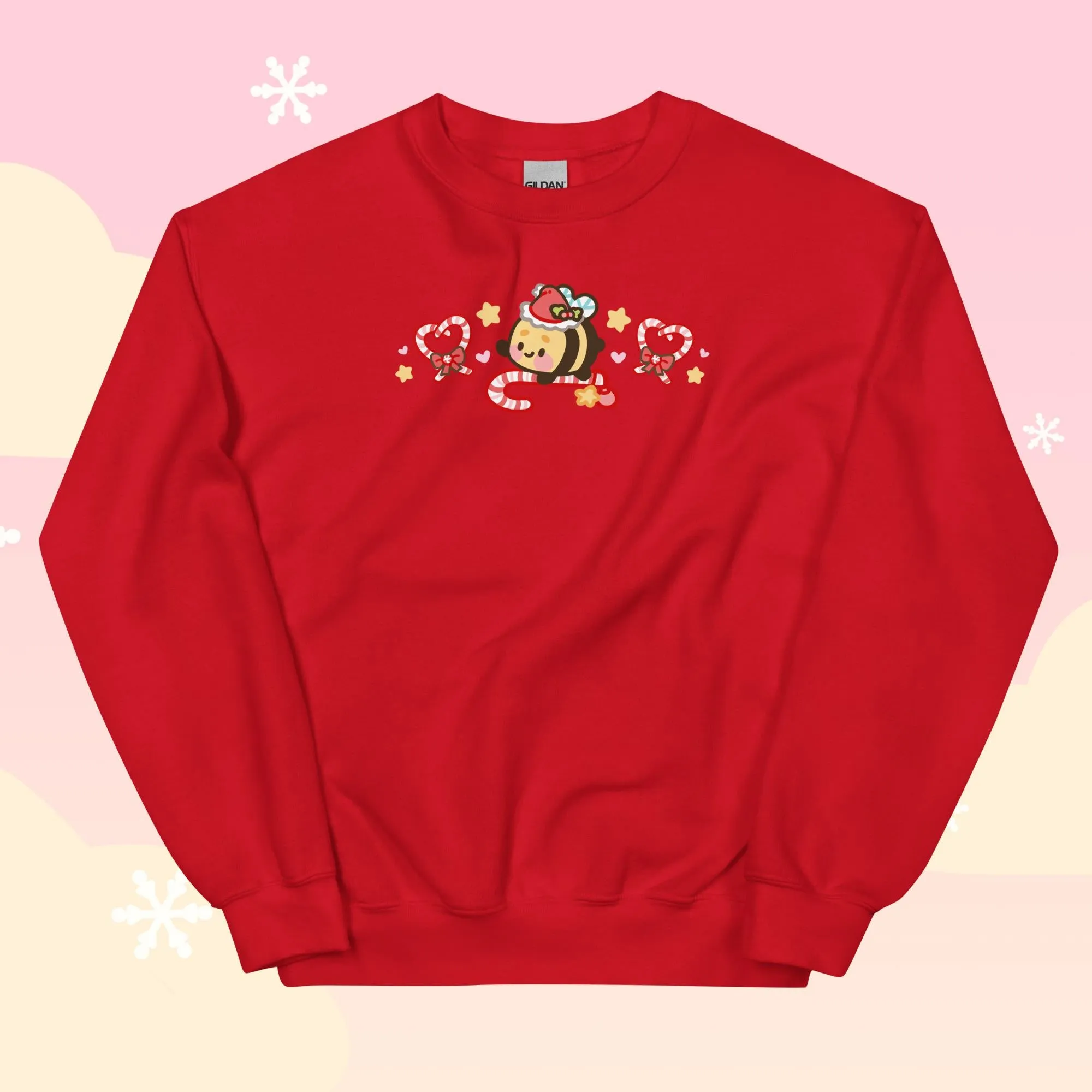 Candy Cane Lane Christmas Sweater | Bumble Bee Kawaii Holiday Apparel | Festive Winter Clothing