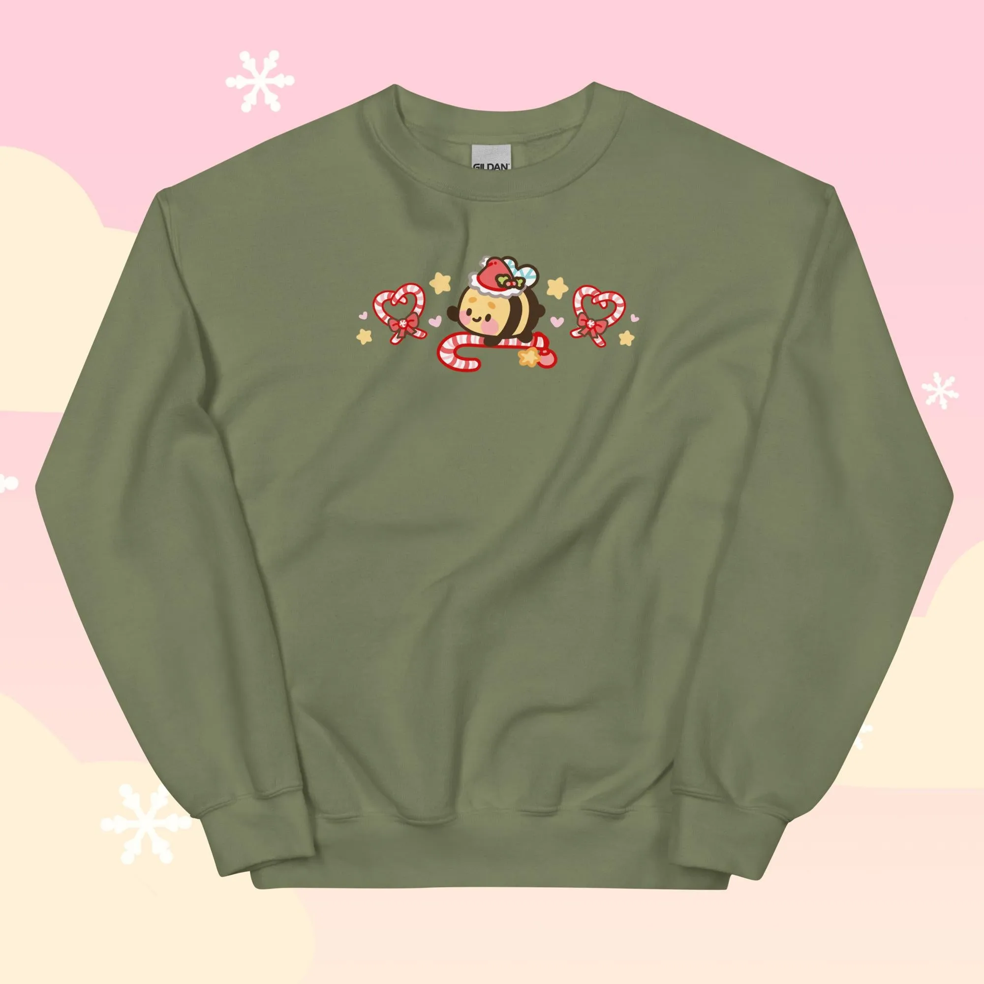 Candy Cane Lane Christmas Sweater | Bumble Bee Kawaii Holiday Apparel | Festive Winter Clothing