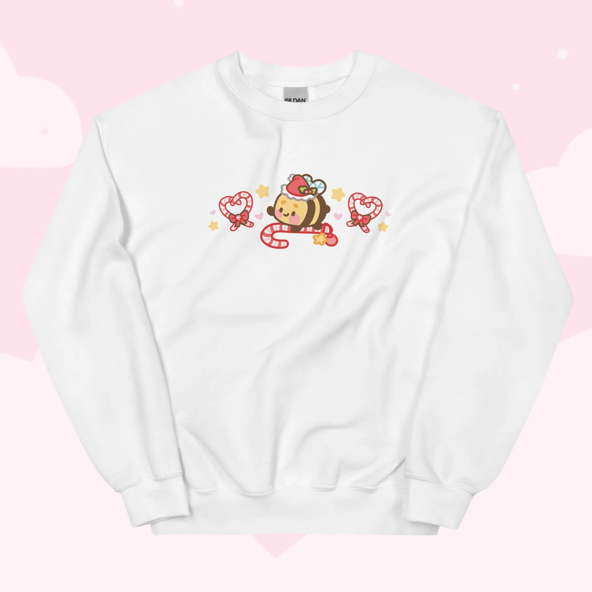 Candy Cane Lane Christmas Sweater | Bumble Bee Kawaii Holiday Apparel | Festive Winter Clothing