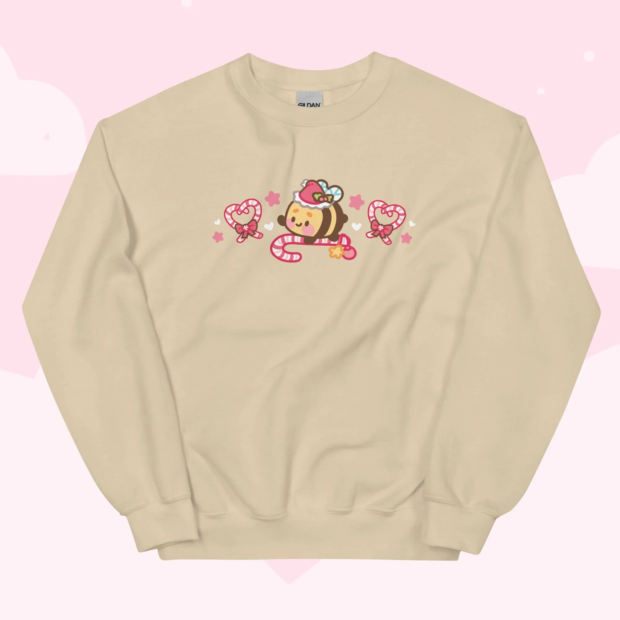Candy Cane Lane Christmas Sweater | Bumble Bee Kawaii Holiday Apparel | Festive Winter Clothing