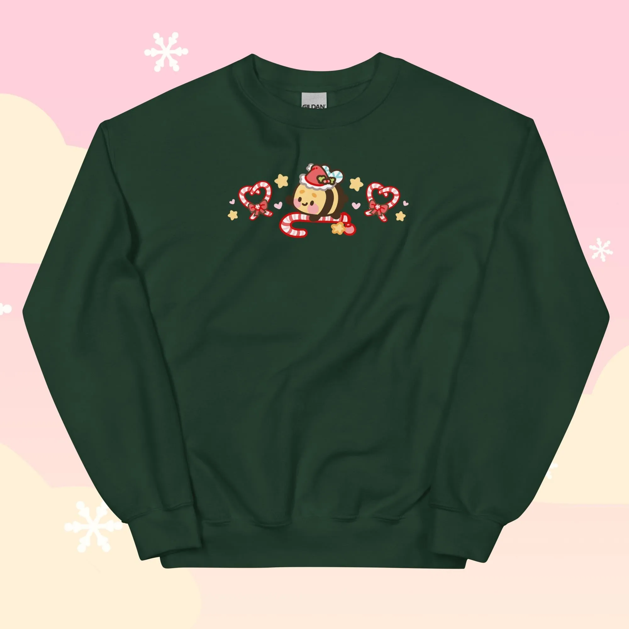 Candy Cane Lane Christmas Sweater | Bumble Bee Kawaii Holiday Apparel | Festive Winter Clothing