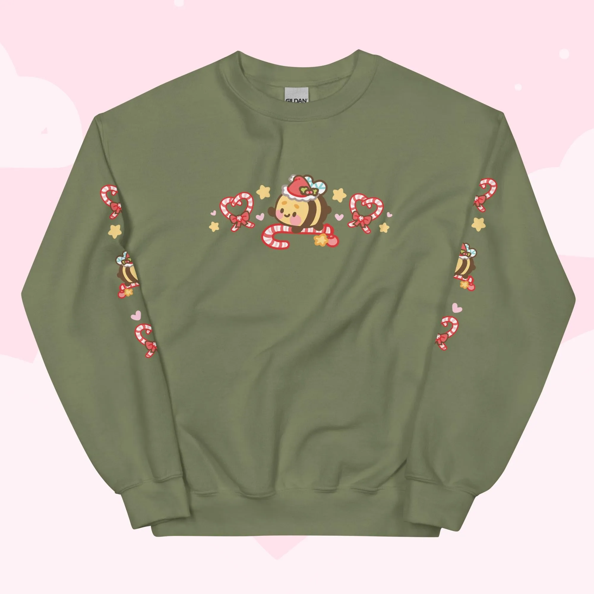 Candy Cane Lane Christmas Sweater Jumper | Kawaii Bumble Bee Holiday Apparel | Festive Winter Clothing