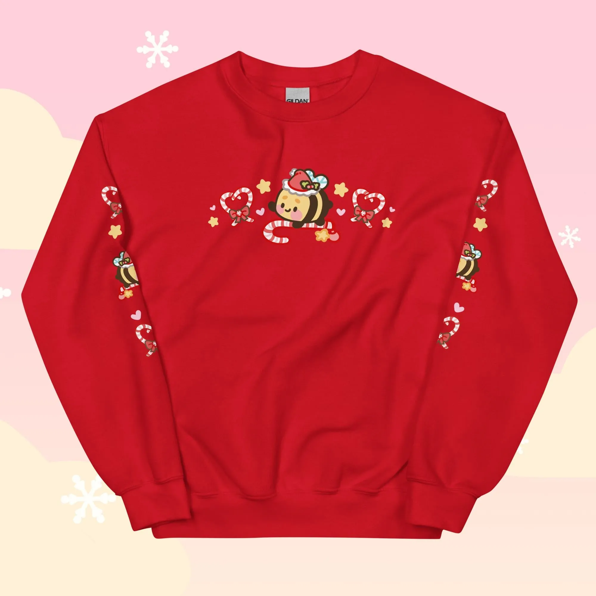 Candy Cane Lane Christmas Sweater Jumper | Kawaii Bumble Bee Holiday Apparel | Festive Winter Clothing