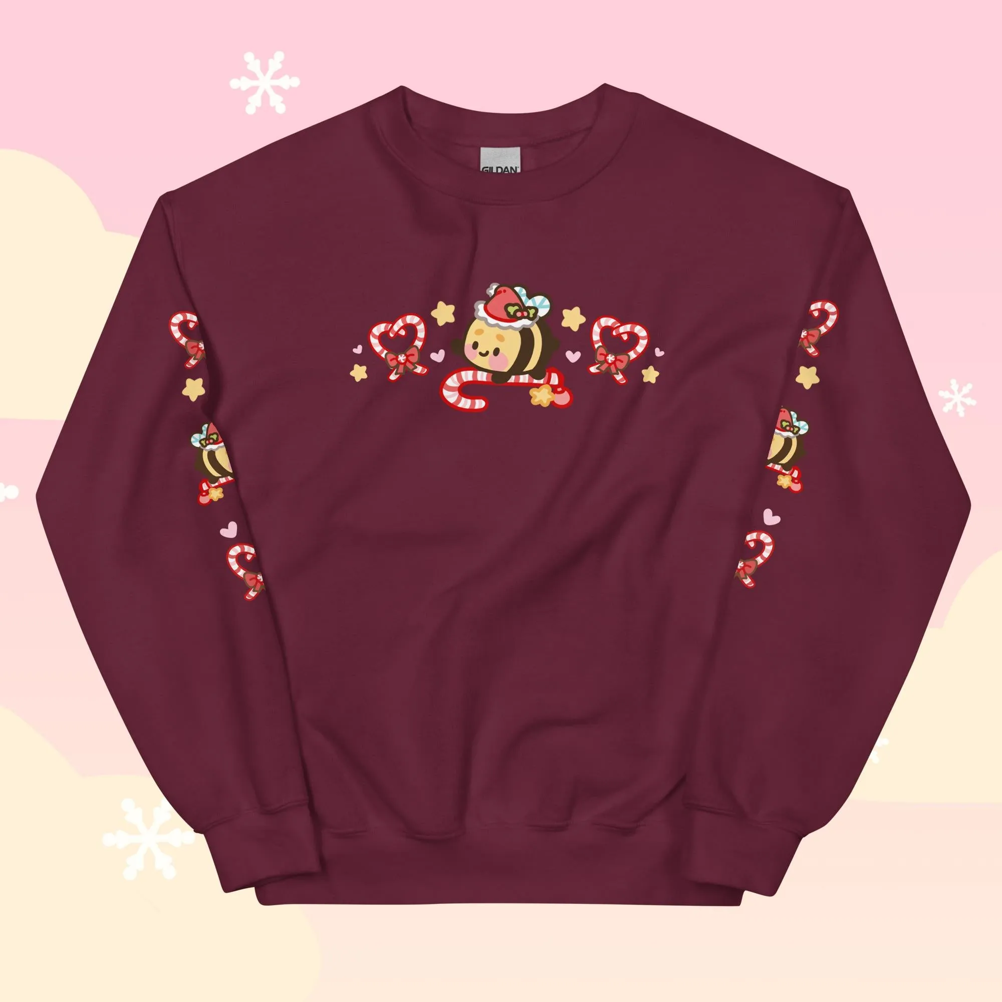 Candy Cane Lane Christmas Sweater Jumper | Kawaii Bumble Bee Holiday Apparel | Festive Winter Clothing