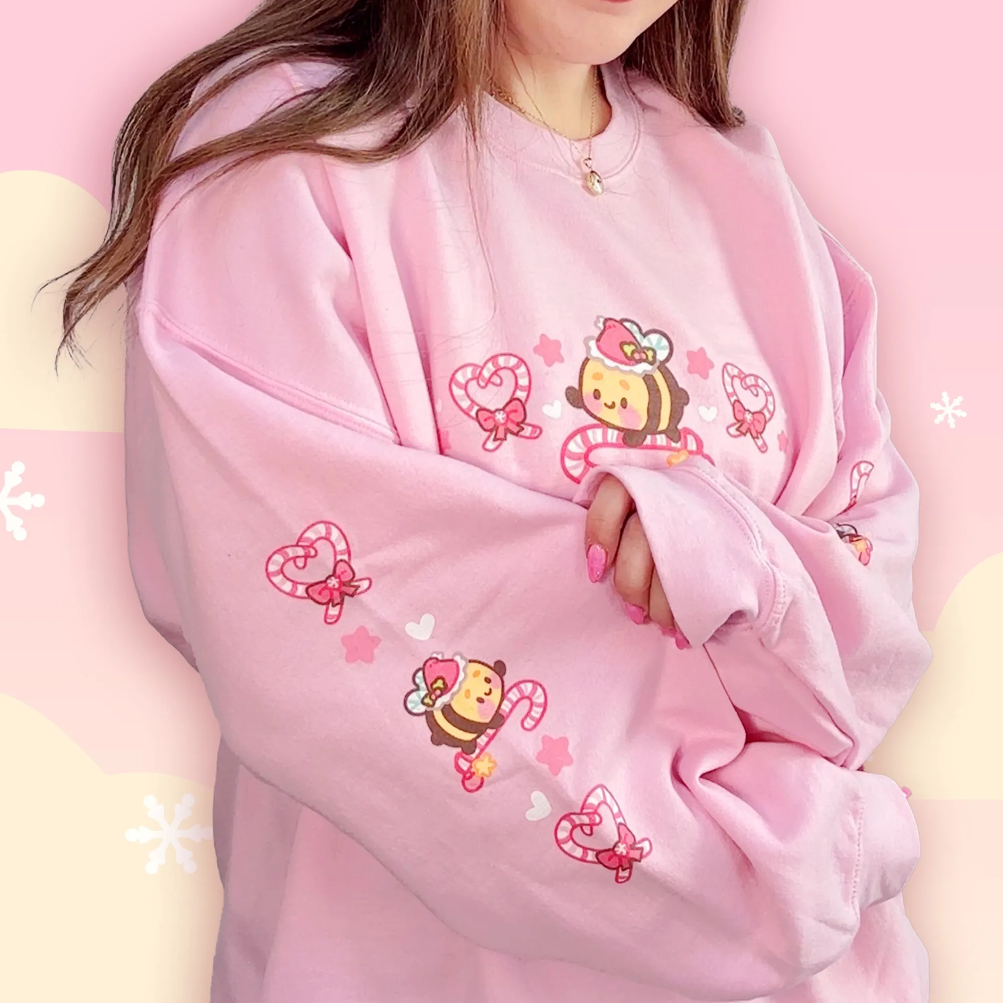 Candy Cane Lane Christmas Sweater Jumper | Kawaii Bumble Bee Holiday Apparel | Festive Winter Clothing