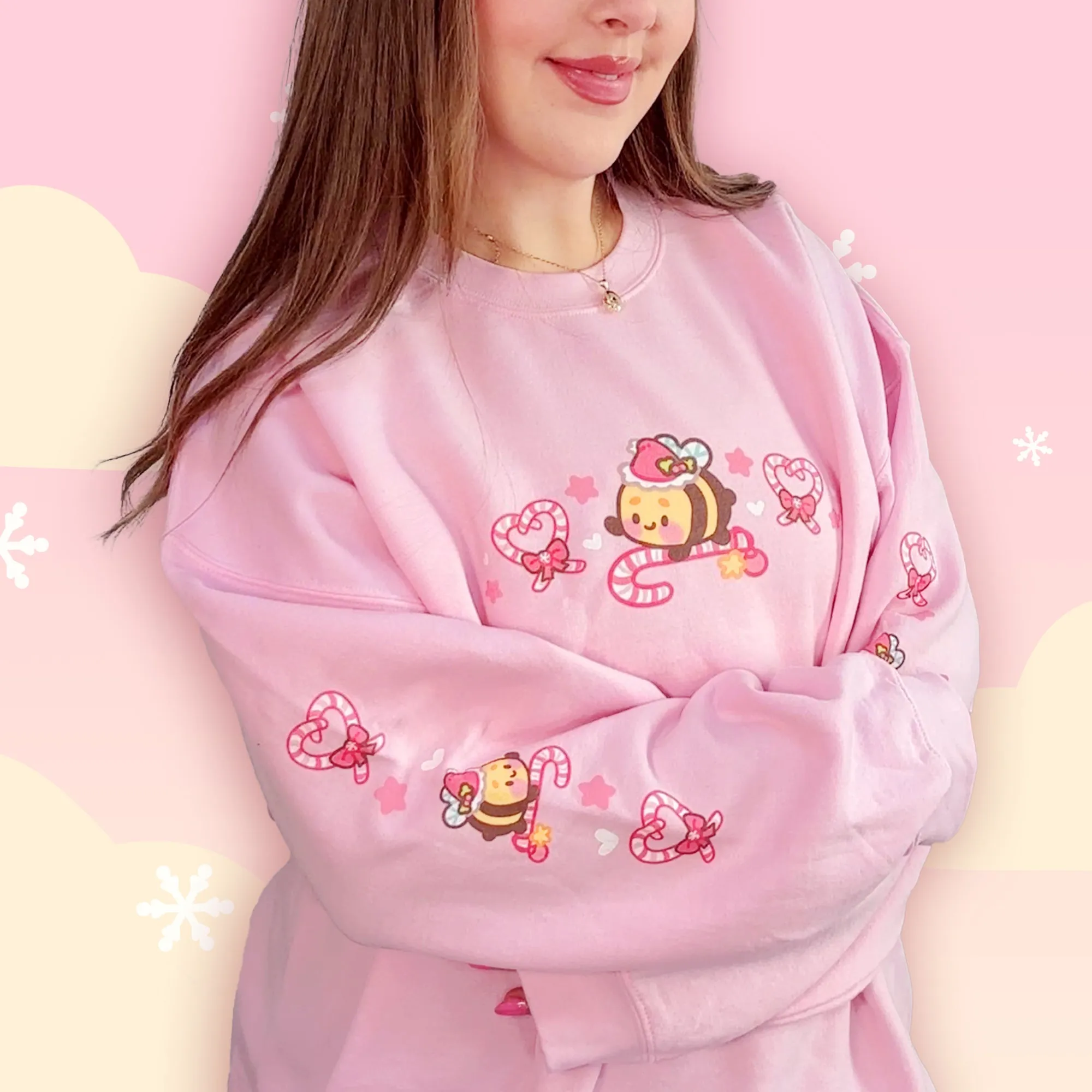 Candy Cane Lane Christmas Sweater Jumper | Kawaii Bumble Bee Holiday Apparel | Festive Winter Clothing