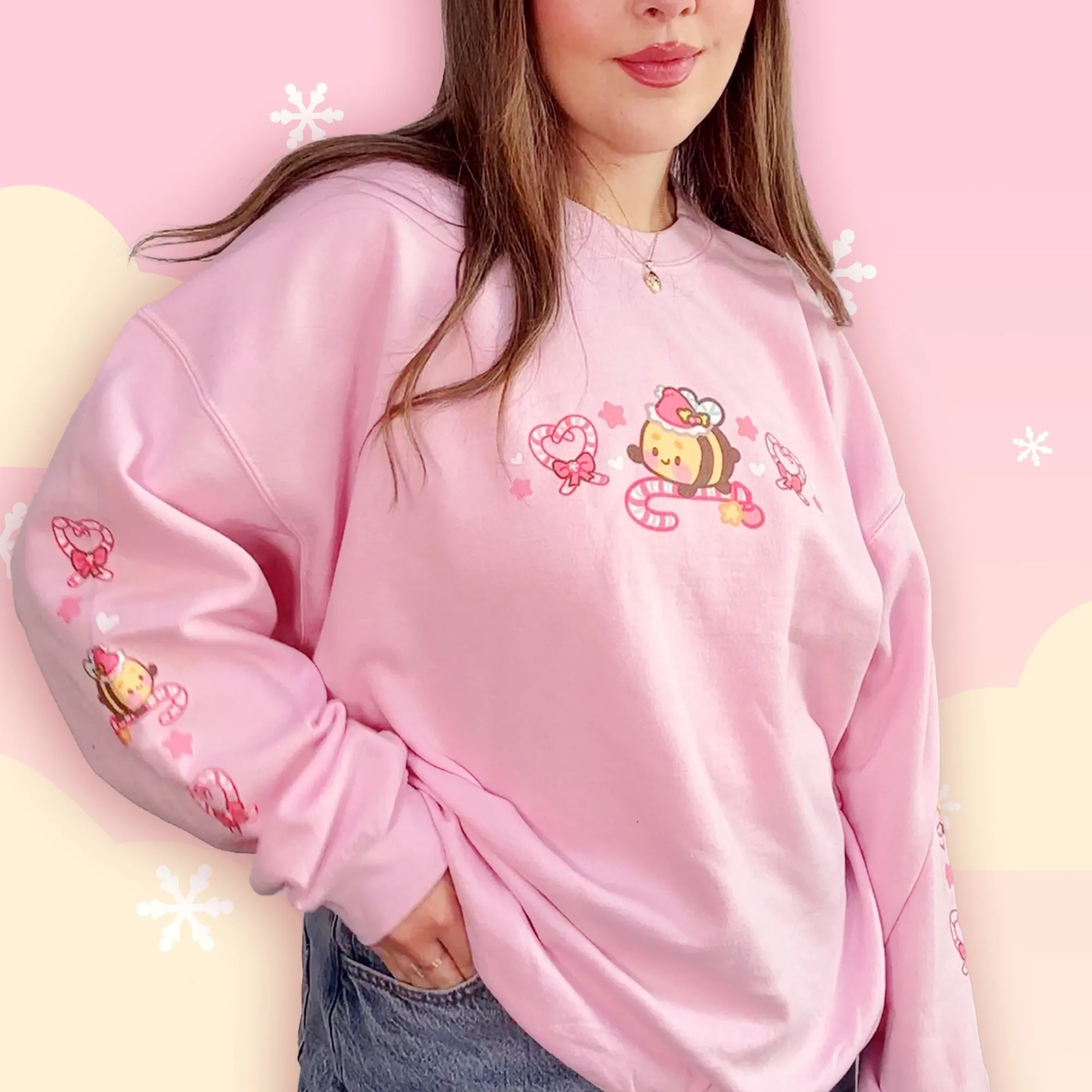 Candy Cane Lane Christmas Sweater Jumper | Kawaii Bumble Bee Holiday Apparel | Festive Winter Clothing