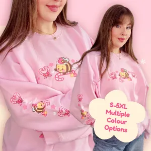Candy Cane Lane Christmas Sweater Jumper | Kawaii Bumble Bee Holiday Apparel | Festive Winter Clothing
