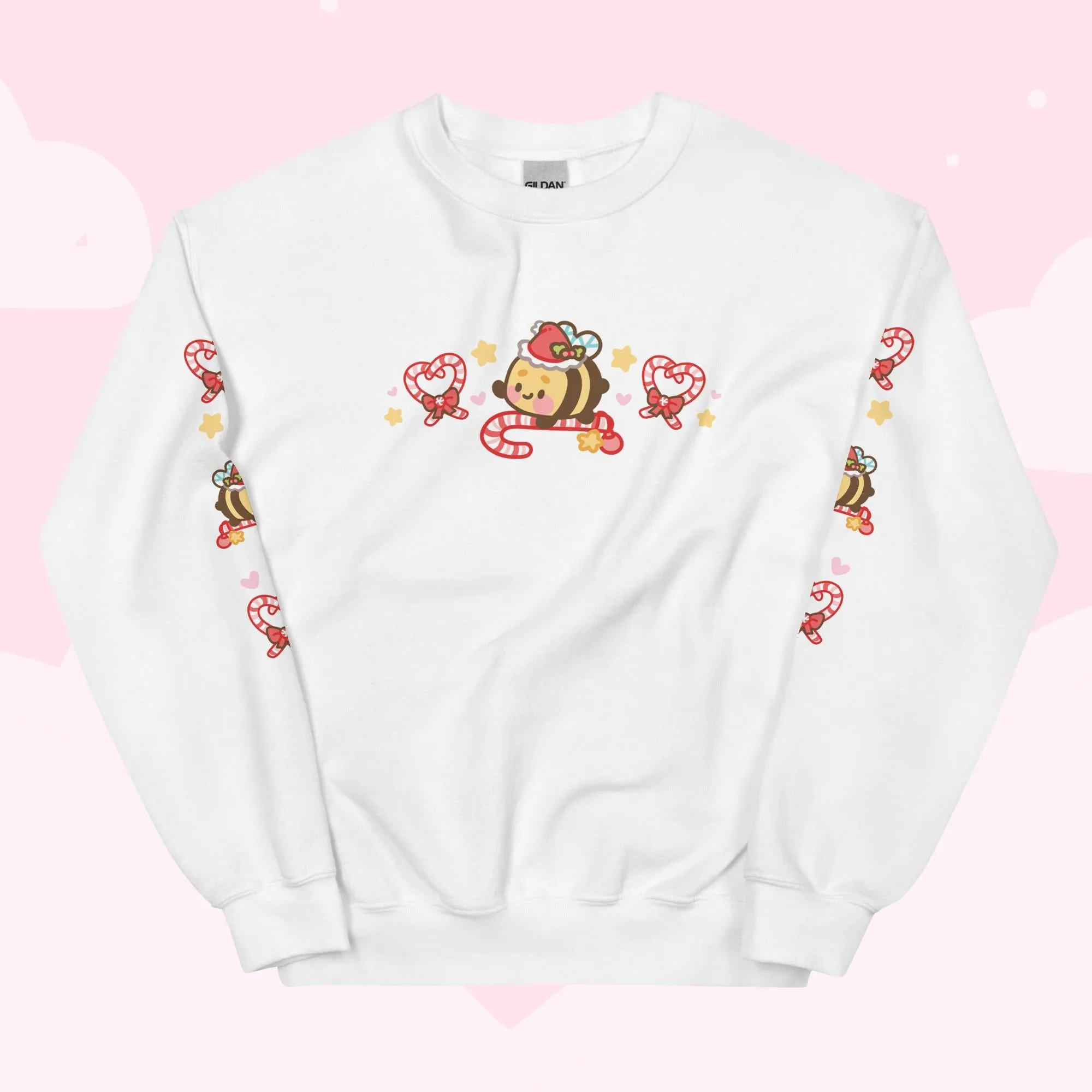 Candy Cane Lane Christmas Sweater Jumper | Kawaii Bumble Bee Holiday Apparel | Festive Winter Clothing