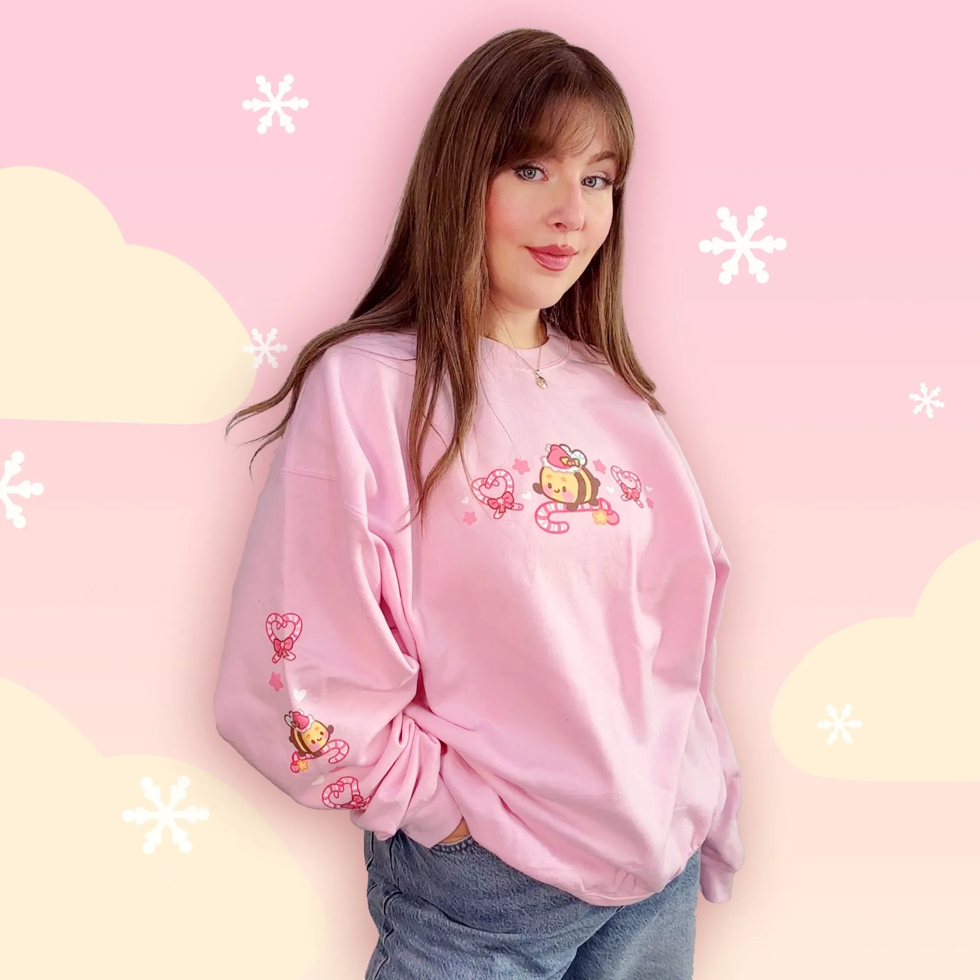 Candy Cane Lane Christmas Sweater Jumper | Kawaii Bumble Bee Holiday Apparel | Festive Winter Clothing
